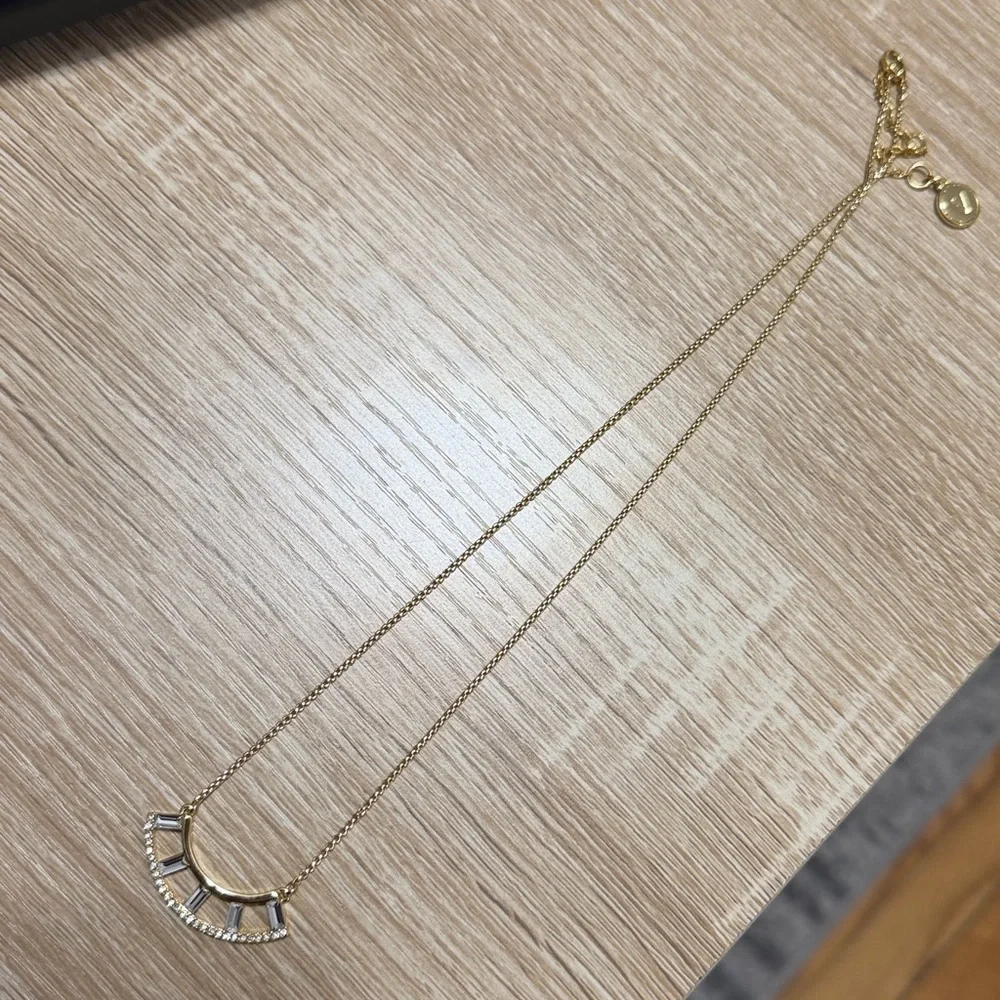 Vince Camuto Women’s Pave Baguette Rhinestone Crescent-shaped Pendant Necklace